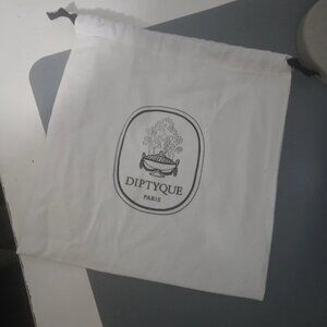 DIPTYQUE 10"x10" Cotton White Cloth Drawstring Bag Dust Bag